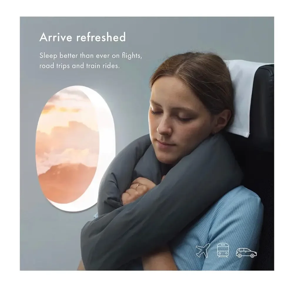 New Huzi Infinity Pillow Home Travel Soft Neck Scarf Support Sleep (Terracotta)